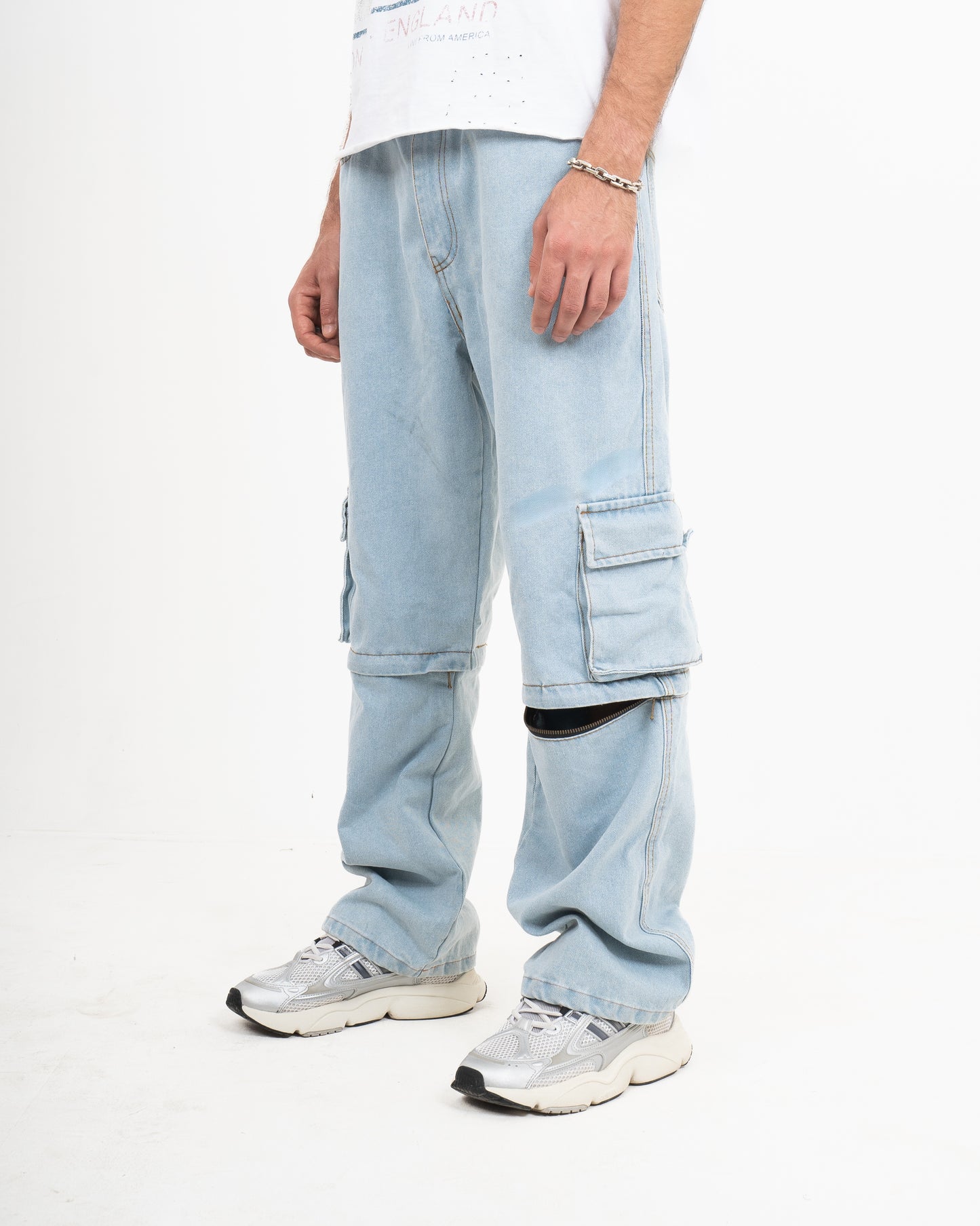 cargo denim zipper